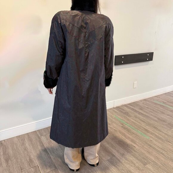 NEW PHOTOS! MINK COAT REVERSES TO WATER-RESISTANT FABRIC, BLACK & MULTICOLOUR, - Picture 13 of 14